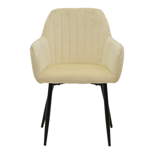 292 000087 3 Armchair Noor pakoworld beige velvet fabric with black color metal leg 58x58x86cmIndoor furniture > Armchairs