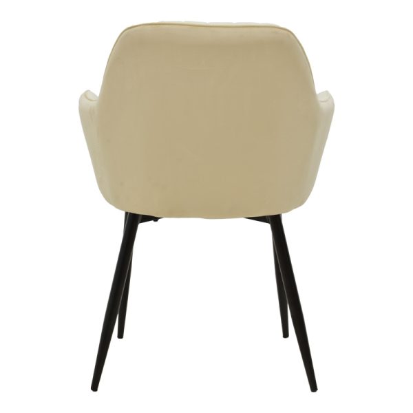 292 000087 4 Armchair Noor pakoworld beige velvet fabric with black color metal leg 58x58x86cmIndoor furniture > Armchairs