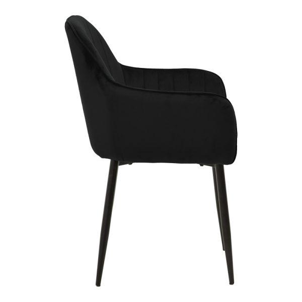 292 000088 2 Armchair Noor pakoworld black velvet fabric with black color metal leg 58x58x86cmIndoor furniture > Armchairs