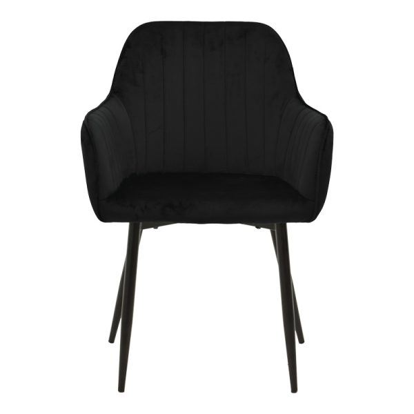 292 000088 3 Armchair Noor pakoworld black velvet fabric with black color metal leg 58x58x86cmIndoor furniture > Armchairs