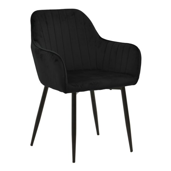 292 000088 Armchair Noor pakoworld black velvet fabric with black color metal leg 58x58x86cmIndoor furniture > Armchairs