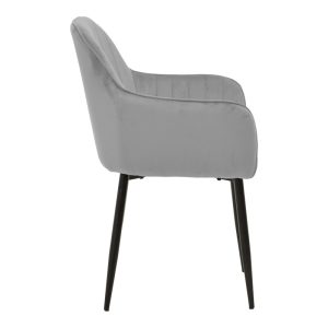 292 000089 2 Armchair Noor pakoworld grey velvet fabric with black color metal leg 58x58x86cmIndoor furniture > Armchairs