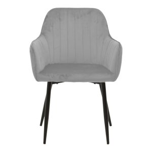 292 000089 3 Armchair Noor pakoworld grey velvet fabric with black color metal leg 58x58x86cmIndoor furniture > Armchairs