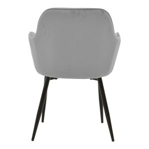 292 000089 4 Armchair Noor pakoworld grey velvet fabric with black color metal leg 58x58x86cmIndoor furniture > Armchairs