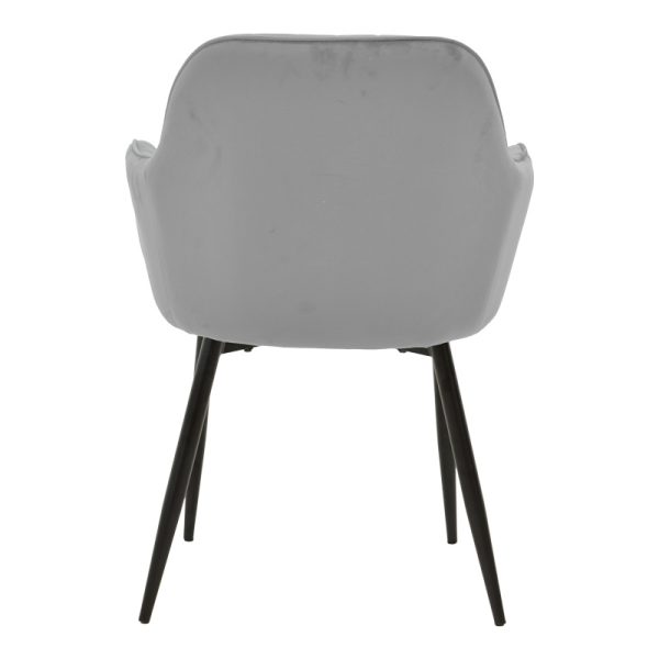 292 000089 4 Armchair Noor pakoworld grey velvet fabric with black color metal leg 58x58x86cmIndoor furniture > Armchairs