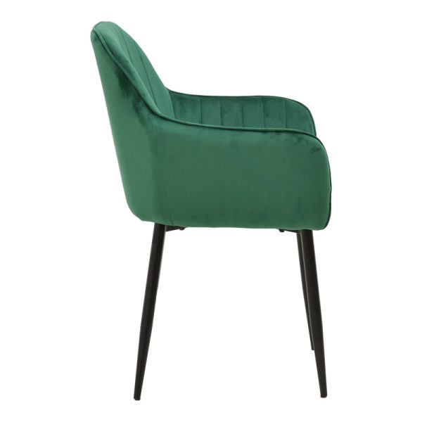 292 000090 2 Armchair Noor pakoworld green velvet fabric with black color metal leg 58x58x86cmIndoor furniture > Armchairs