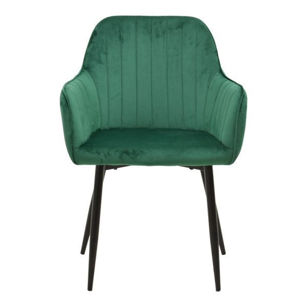 292 000090 3 Armchair Noor pakoworld green velvet fabric with black color metal leg 58x58x86cmIndoor furniture > Armchairs