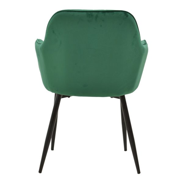 292 000090 4 Armchair Noor pakoworld green velvet fabric with black color metal leg 58x58x86cmIndoor furniture > Armchairs