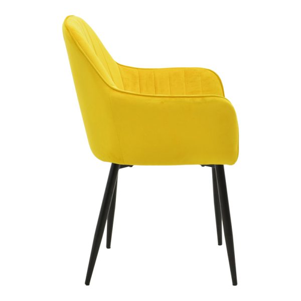292 000091 2 Armchair Noor pakoworld yellow velvet fabric with black color metal leg 58x58x86cmIndoor furniture > Armchairs
