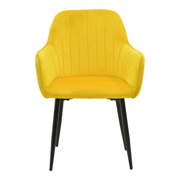 292 000091 3 Armchair Noor pakoworld yellow velvet fabric with black color metal leg 58x58x86cmIndoor furniture > Armchairs