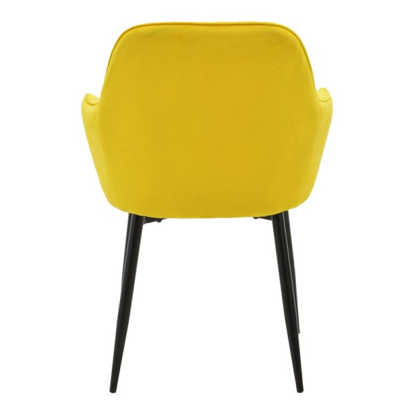 292 000091 4 Armchair Noor pakoworld yellow velvet fabric with black color metal leg 58x58x86cmIndoor furniture > Armchairs