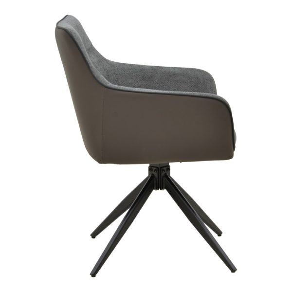 292 000092 2 Rotating armchair Debra pakoworld grey fabric-pu with black color metal leg 64x60x83cmIndoor furniture > Armchairs