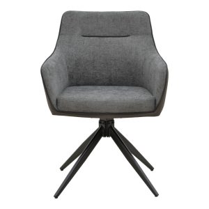 292 000092 3 Rotating armchair Debra pakoworld grey fabric-pu with black color metal leg 64x60x83cmIndoor furniture > Armchairs