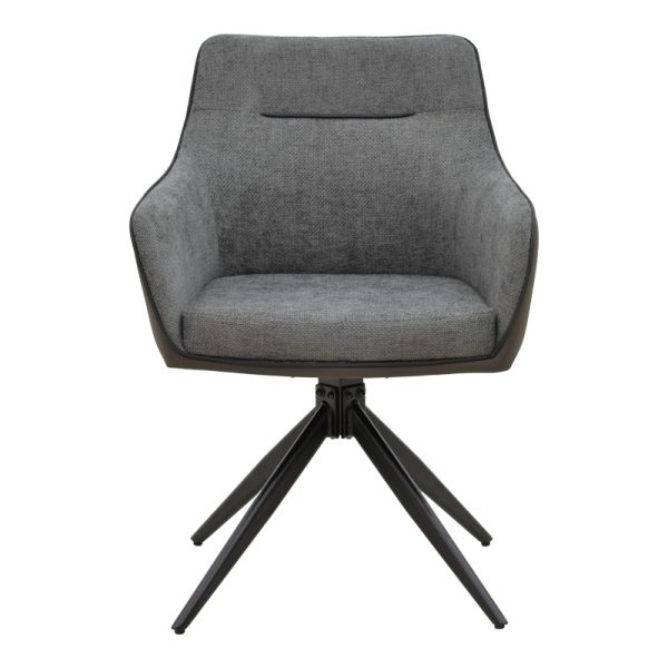 292 000092 3 Rotating armchair Debra pakoworld grey fabric-pu with black color metal leg 64x60x83cmIndoor furniture > Armchairs