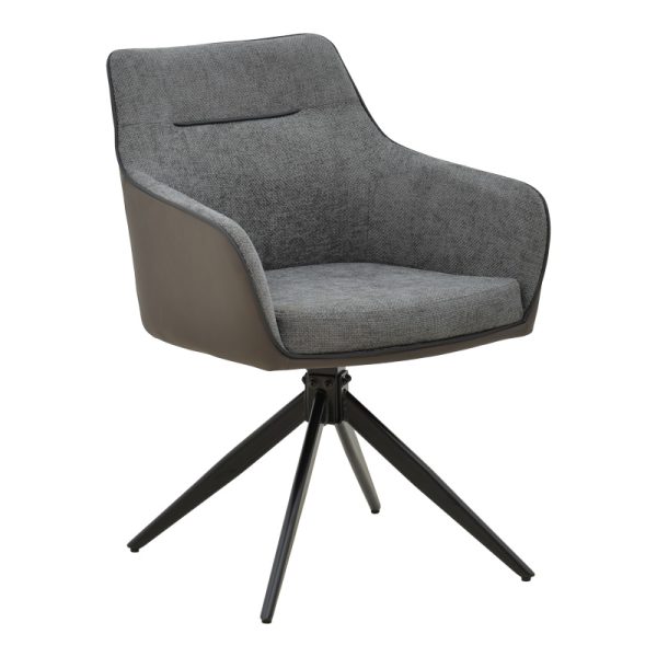 292 000092 Rotating armchair Debra pakoworld grey fabric-pu with black color metal leg 64x60x83cmIndoor furniture > Armchairs