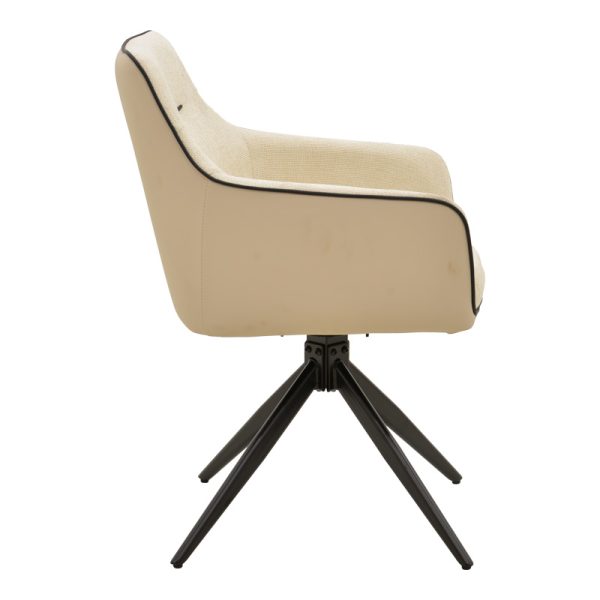 292 000093 3 Rotating armchair Debra pakoworld beige fabric-pu with black color metal leg 64x60x83cmIndoor furniture > Armchairs