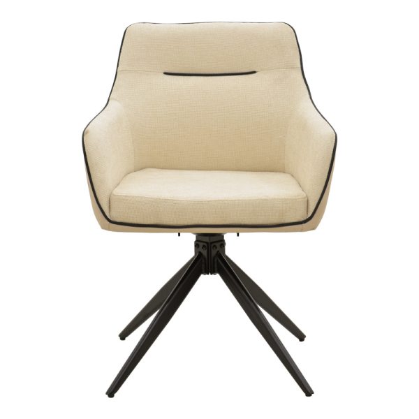 292 000093 4 Rotating armchair Debra pakoworld beige fabric-pu with black color metal leg 64x60x83cmIndoor furniture > Armchairs