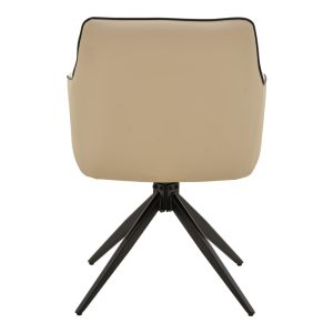 292 000093 5 Rotating armchair Debra pakoworld beige fabric-pu with black color metal leg 64x60x83cmIndoor furniture > Armchairs