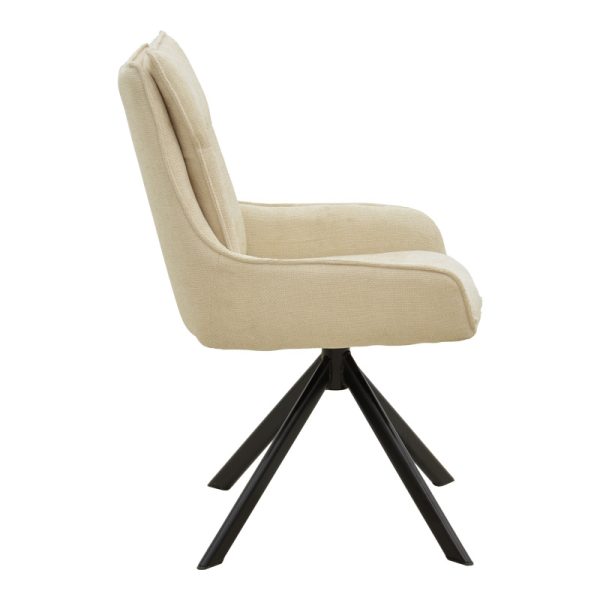 292 000095 2 Rotatable armchair Konelian pakoworld beige farbric with black color metal leg 54x63x88cmIndoor furniture > Armchairs