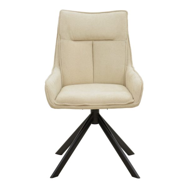 292 000095 3 Rotatable armchair Konelian pakoworld beige farbric with black color metal leg 54x63x88cmIndoor furniture > Armchairs