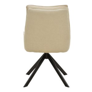 292 000095 4 Rotatable armchair Konelian pakoworld beige farbric with black color metal leg 54x63x88cmIndoor furniture > Armchairs