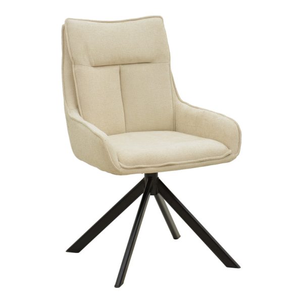 292 000095 Rotatable armchair Konelian pakoworld beige farbric with black color metal leg 54x63x88cmIndoor furniture > Armchairs