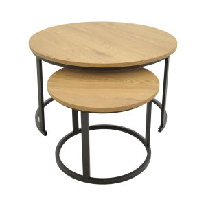 292 000098 2 Coffee table Revelon pakoworld set of 2 mdf in oak colorIndoor furniture > Coffee tables