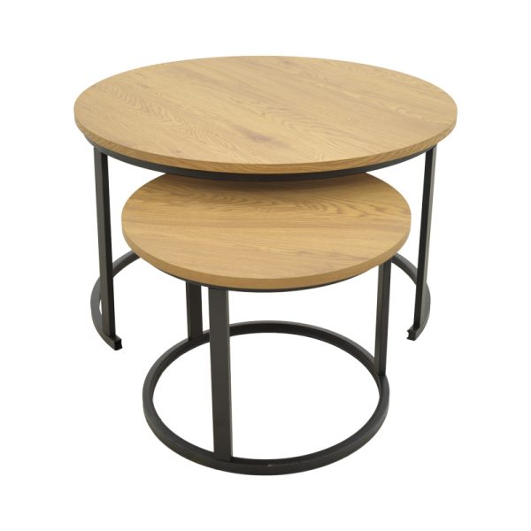 292 000098 2 Coffee table Revelon pakoworld set of 2 mdf in oak colorIndoor furniture > Coffee tables