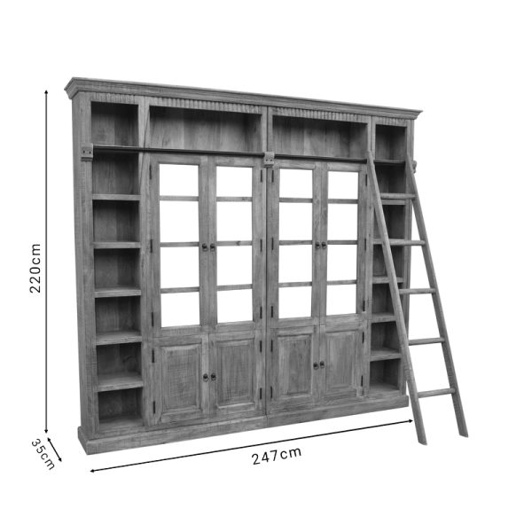 293 000002 4 Library Librardy Inart lime wash solid mango wood 247x35x220cmBOHO CHIC > Other Furnishings