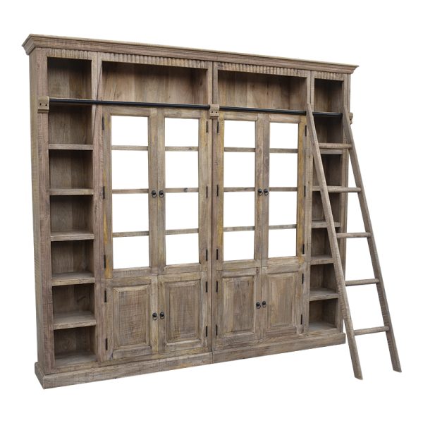 293 000002 Library Librardy Inart lime wash solid mango wood 247x35x220cmBOHO CHIC > Other Furnishings
