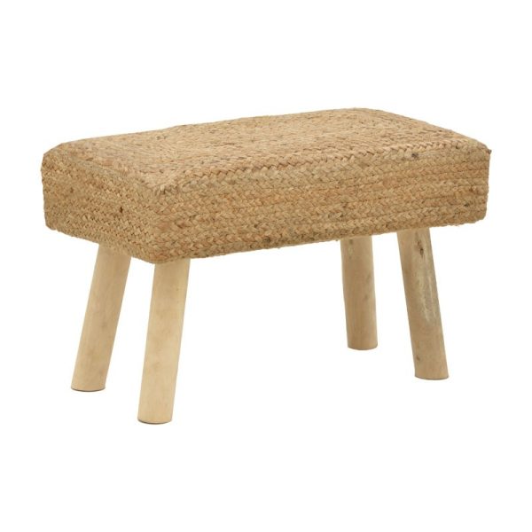302 000021 Stool Iolion Inart natural wood-jute 60x30x40cmBOHO CHIC > Stools