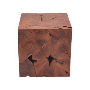315 000024 2 Boxy Inart stool natural solid teak wood 40x40x40cmBOHO CHIC > Stools