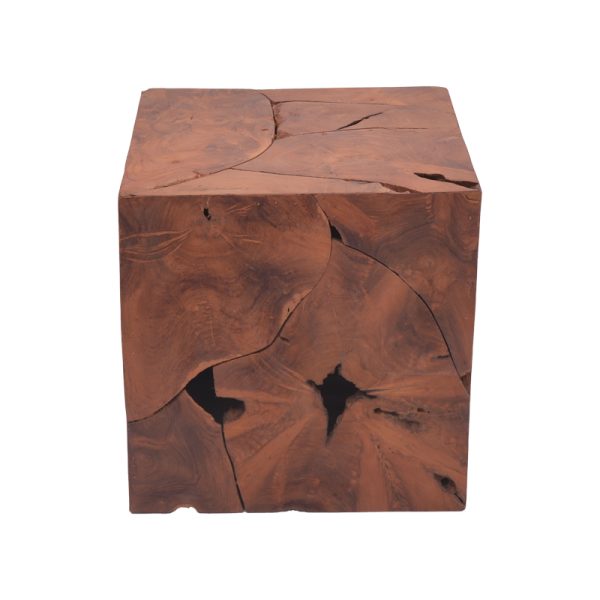 315 000024 2 Boxy Inart stool natural solid teak wood 40x40x40cmBOHO CHIC > Stools