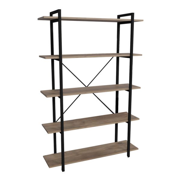 321 000001 Bookcase Reson pakoworld oa melaminek-black metal 120x34x180cmIndoor furniture > Bookshelves