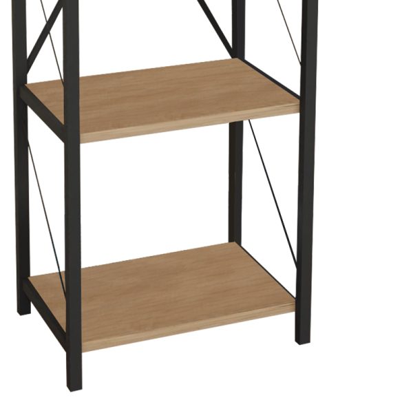 321 000008 2 Bookcase Glase pakoworld oak melamine-black metal 40x30x150cmIndoor furniture > Bookshelves