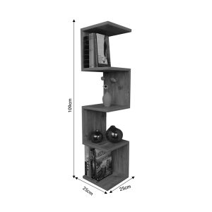 321 000021 2 Wall shelf Zigzag pakoworld oak-anthracite melamine 25x25x109cmIndoor furniture > Wall shelves