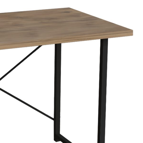 321 000022 2 Study desk Ustando pakoworld oak melamine-black metal 90x60x72cmOffice furniture > Working desk