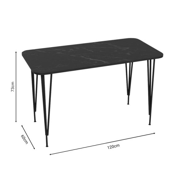 321 000032 2 Dinning table Palkon pakoworld black marble melamine-black metal 120x60x73cmIndoor furniture > Dining Tables