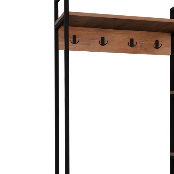 321 000061 2 Entrance furniture Thoj pakoworld oak melamine-black metal 120x34x180cmIndoor furniture > Entrance furniture