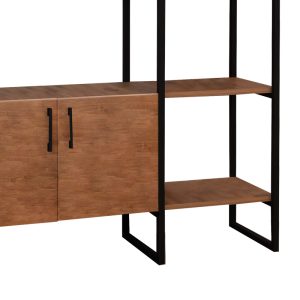 321 000061 3 Entrance furniture Thoj pakoworld oak melamine-black metal 120x34x180cmIndoor furniture > Entrance furniture