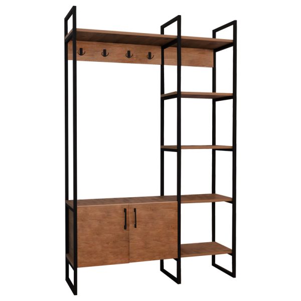 321 000061 Entrance furniture Thoj pakoworld oak melamine-black metal 120x34x180cmIndoor furniture > Entrance furniture
