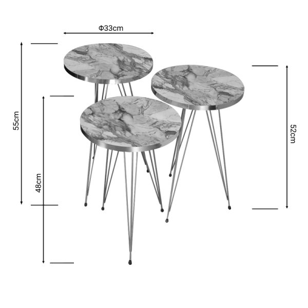 321 000066 2 Side tables Wakmi pakoworld 3 pieces set grey beige marble melamine-gold metalIndoor furniture > Tables auxiliary