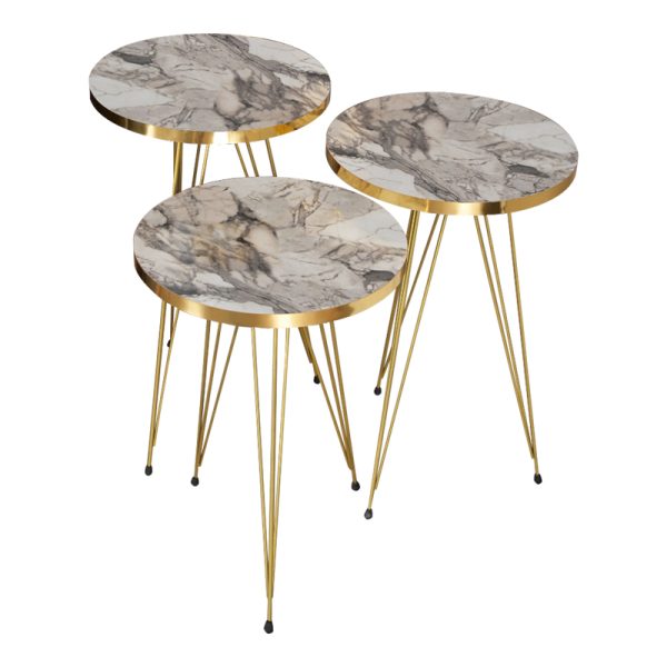 321 000066 Side tables Wakmi pakoworld 3 pieces set grey beige marble melamine-gold metalIndoor furniture > Tables auxiliary