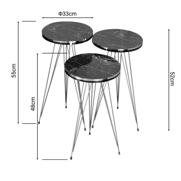 321 000067 2 Side tables Wakmi pakoworld 3 pieces set black marble melamine-gold metalIndoor furniture > Tables auxiliary