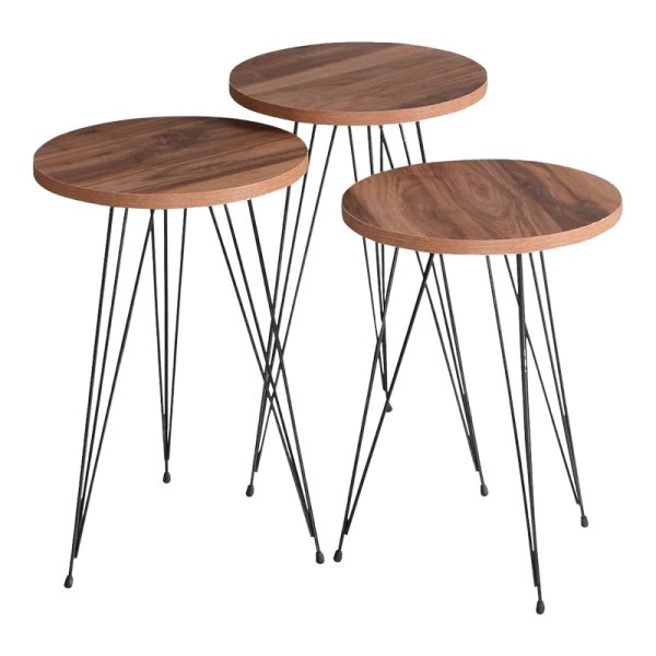 321 000070 Side tables Wakmi pakoworld 3 pieces set natural melamine-black metalIndoor furniture > Tables auxiliary
