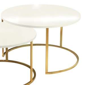 321 000075 2 Solme pakoworld coffee table set of 2 pieces ecru melamine-gold metalIndoor furniture > Coffee tables