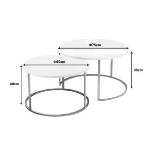 321 000075 3 Solme pakoworld coffee table set of 2 pieces ecru melamine-gold metalIndoor furniture > Coffee tables