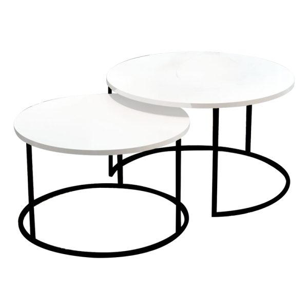 321 000076 Coffee tables Solme pakoworld set 2pcs white melamine-black metalIndoor furniture > Coffee tables