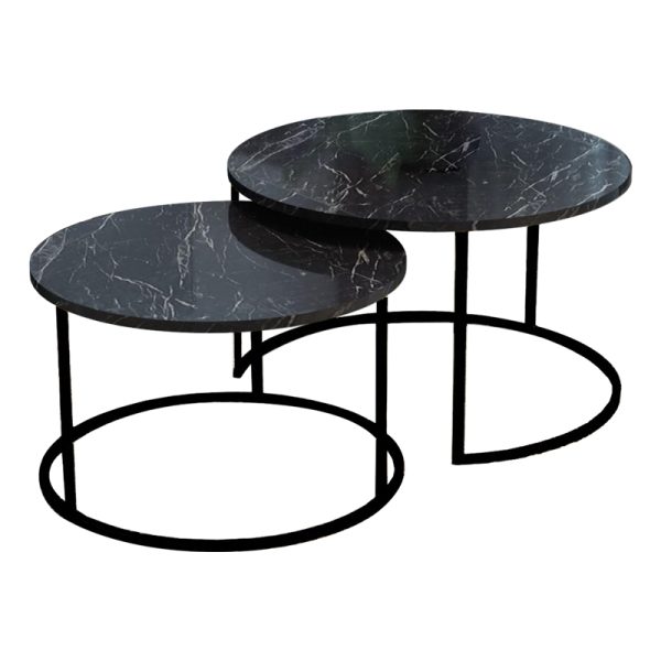 321 000077 Coffee tables Solme pakoworld set 2pcs marble black melamine-black metalIndoor furniture > Coffee tables