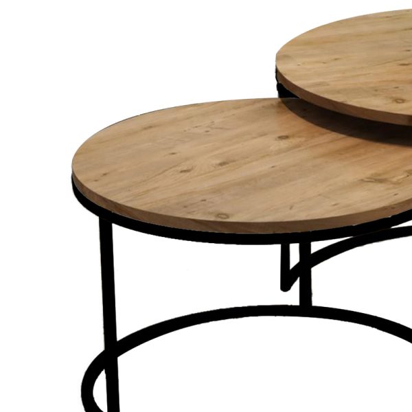 321 000078 3 Coffee tables Solme pakoworld set 2pcs natural melamine-black metalIndoor furniture > Coffee tables